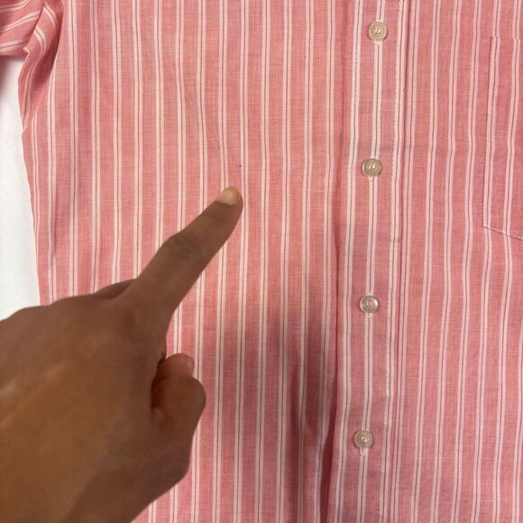 1970s Sears striped shirt, mens 14.5-33 long sleeve pink & white dress shirt - Picture 4 of 6